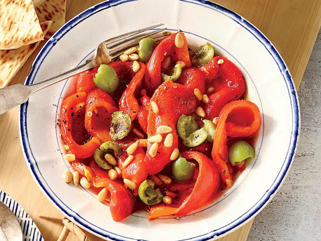 Tossed Roasted Red Peppers.