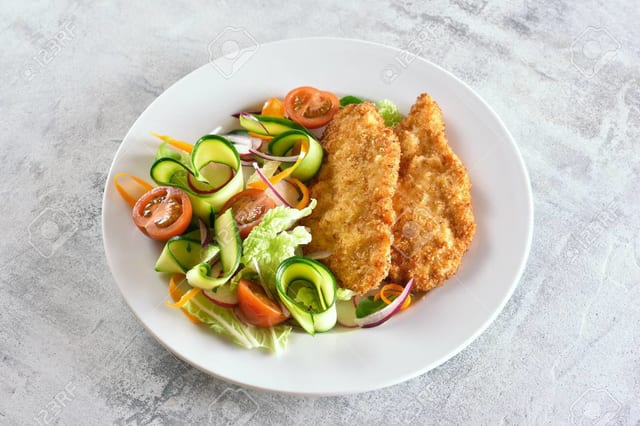 Tossed Breaded Chicken Cutlet Salad.