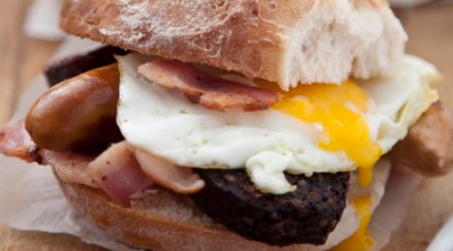 Egg Sandwich with Bacon, Ham or Sausage.