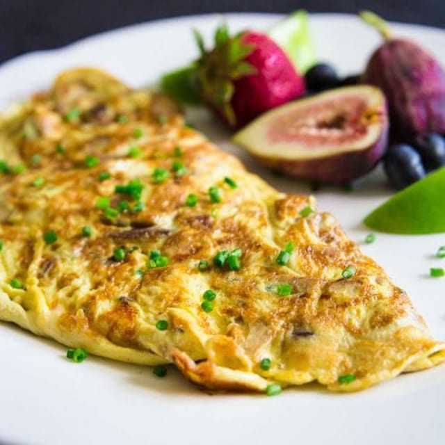 Bacon & Mushroom Omelette.