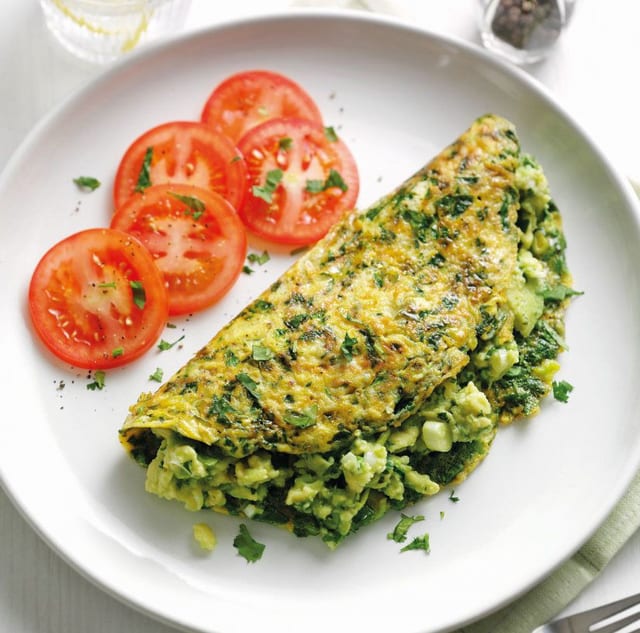 Spinach & Avocado Omelette.